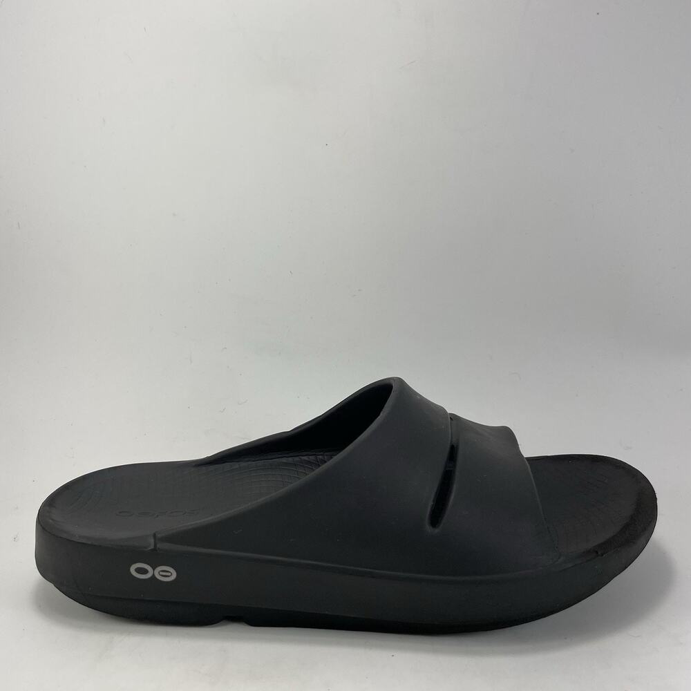 Oofos OOahh Recovery Slides Mens Size 7 Black Synthetic Comfort Athletic Sandal